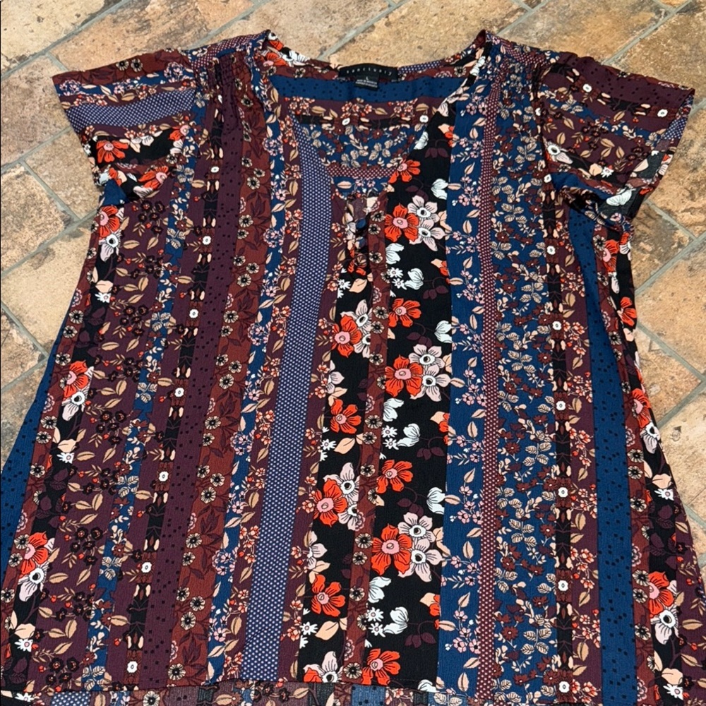 Sanctuary Multicolor Floral Stripe Blouse